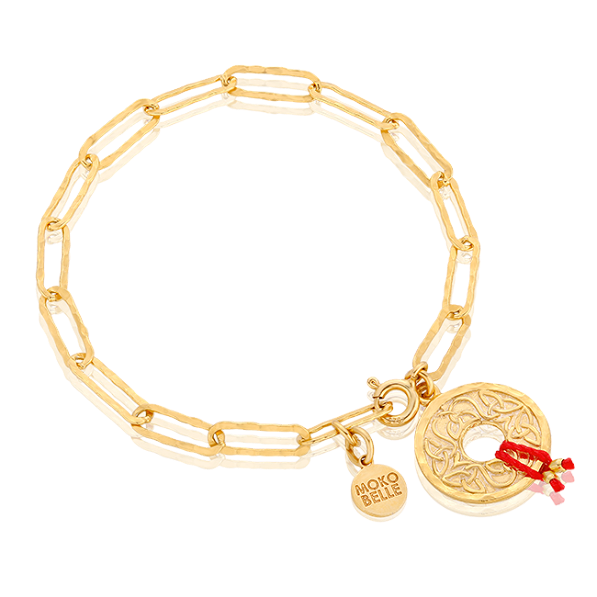 Chain bracelet with Mokobelle rosette and red thread