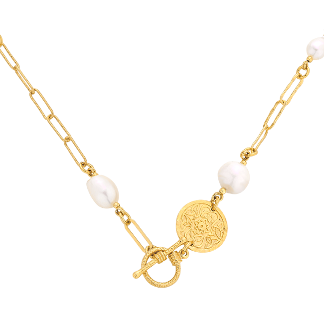 Chain necklace with pearls and medallion Mokobelle