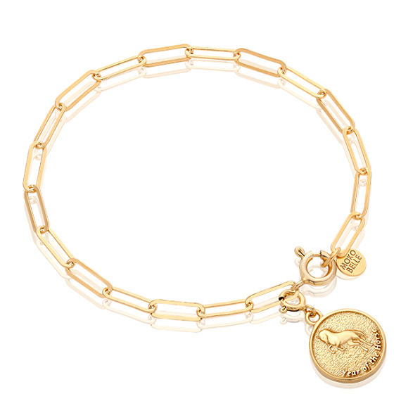Bransoletka łańcuch z monetą konia z chińskiego zodiaku