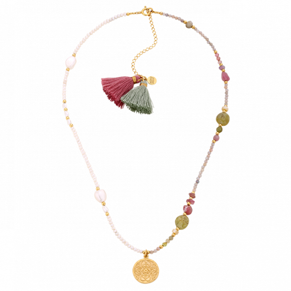 Choker of tourmalines and pearls with medallion Mokobelle