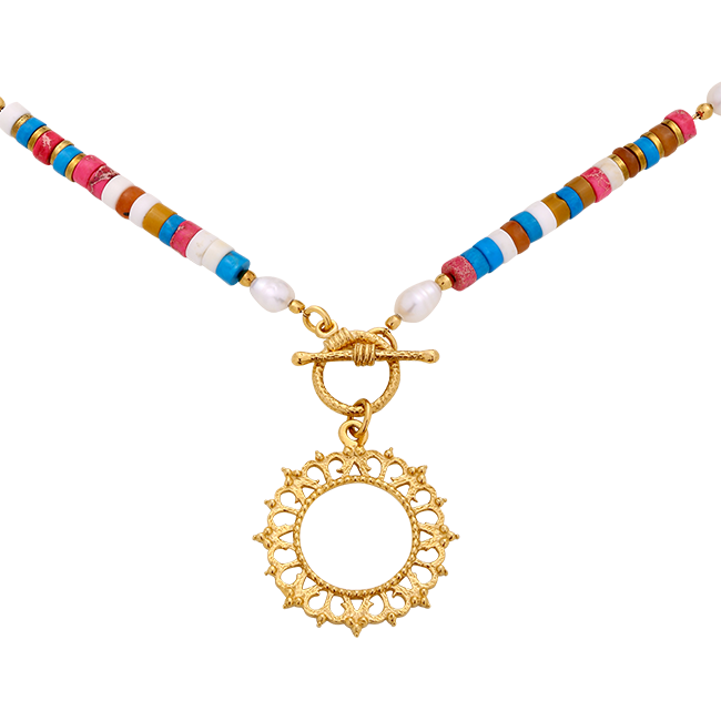 Chain with coloured stones and Diana rosette