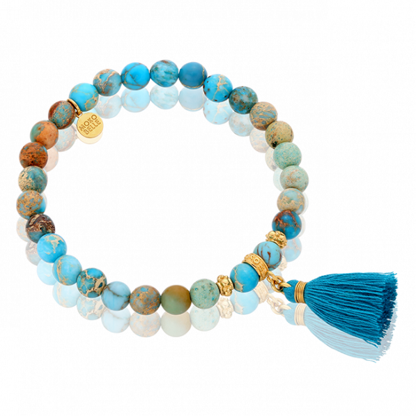 Jasper bracelet with a turquoise tassel