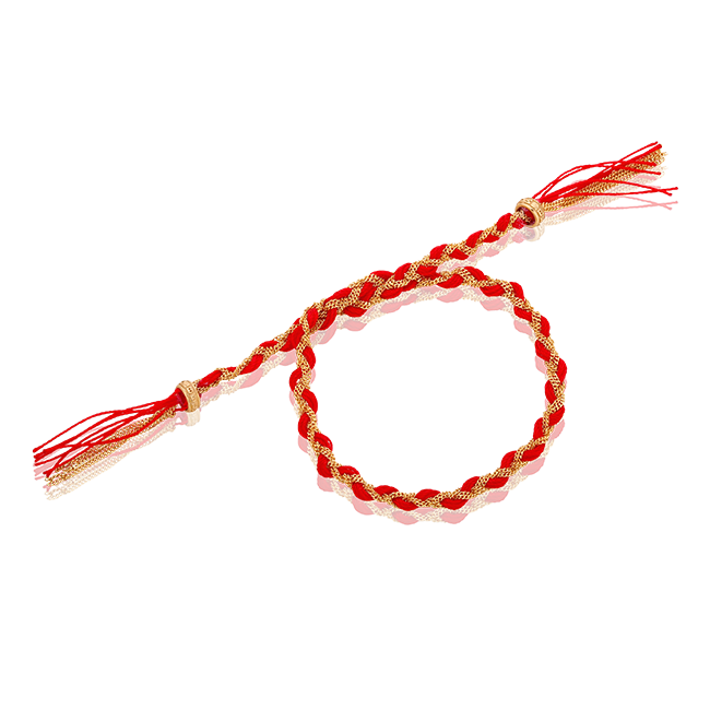 Czerwono - złota bransoletka warkoczyk royal