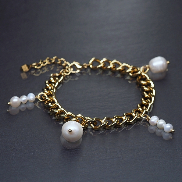 Bransoletka łańcuch z perłami