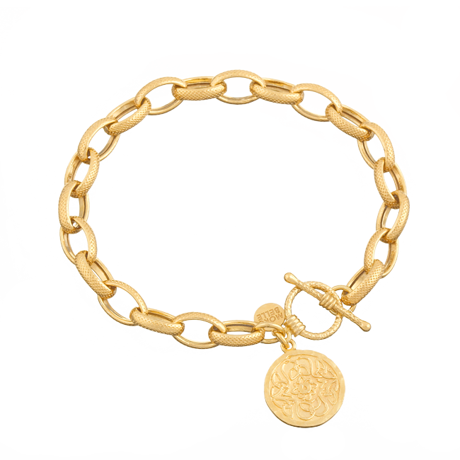 Chain bracelet with Mokobelle medallion and decorative clasp